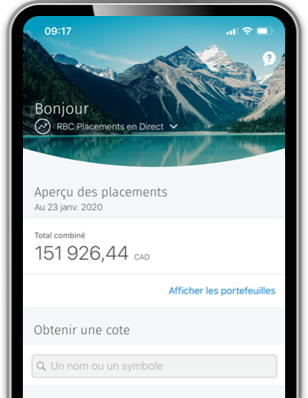 Exemple de capture d'écran de téléphone montrant les investissements totaux combinés