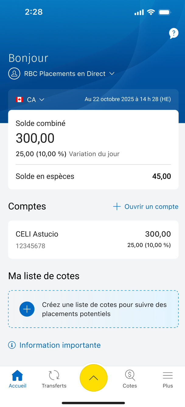 account summary screenshot